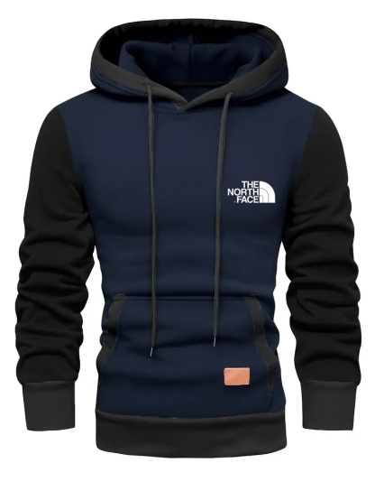 Sweat à capuche à manches longues pour homme THE NORTH FACE, motif patchwork contrasté, avec poche kangourou, style décontracté