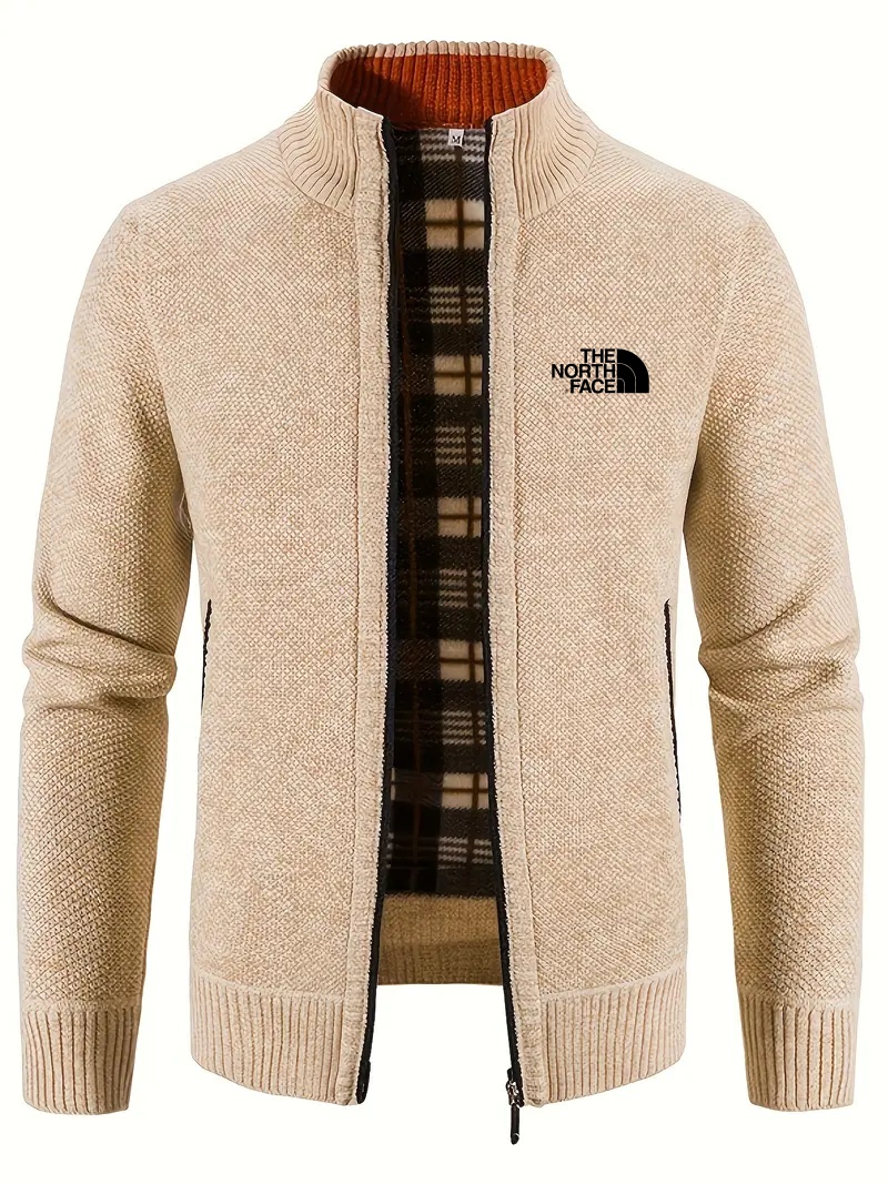 THE NORthtTH FACE-Cardigan chaud à col montant pour homme, confortable, avec poche zippée, en tricot, pour l'automne et l'hiver
