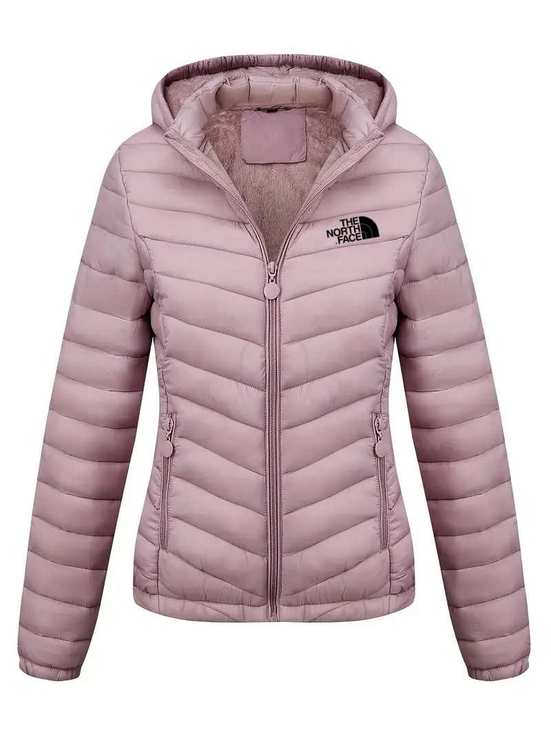 THE NORthtTH FACE-Doudoune à capuche zippée, décontractée, manches longues, poches obliques, manteau chaud, vêtements pour femmes automne et hiver