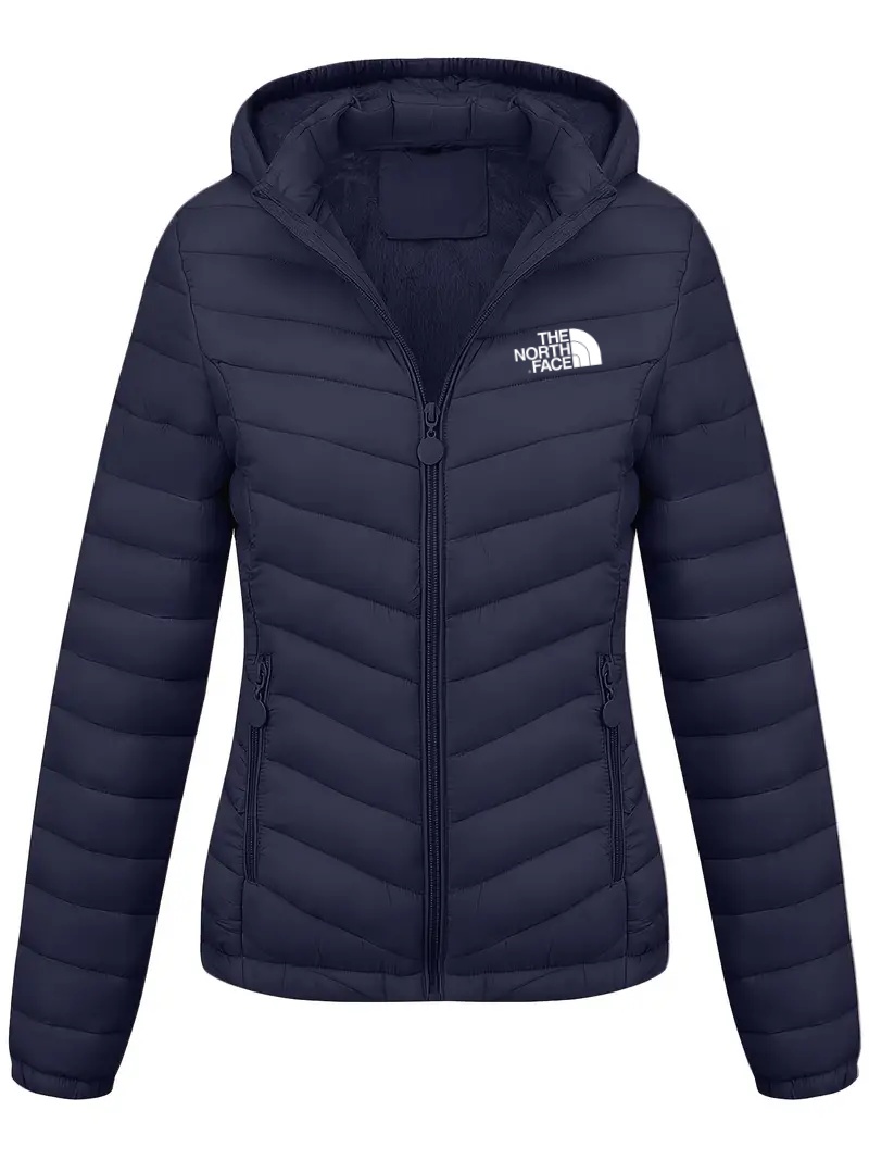 THE NORthtTH FACE-Doudoune à capuche zippée, décontractée, manches longues, poches obliques, manteau chaud, vêtements pour femmes automne et hiver