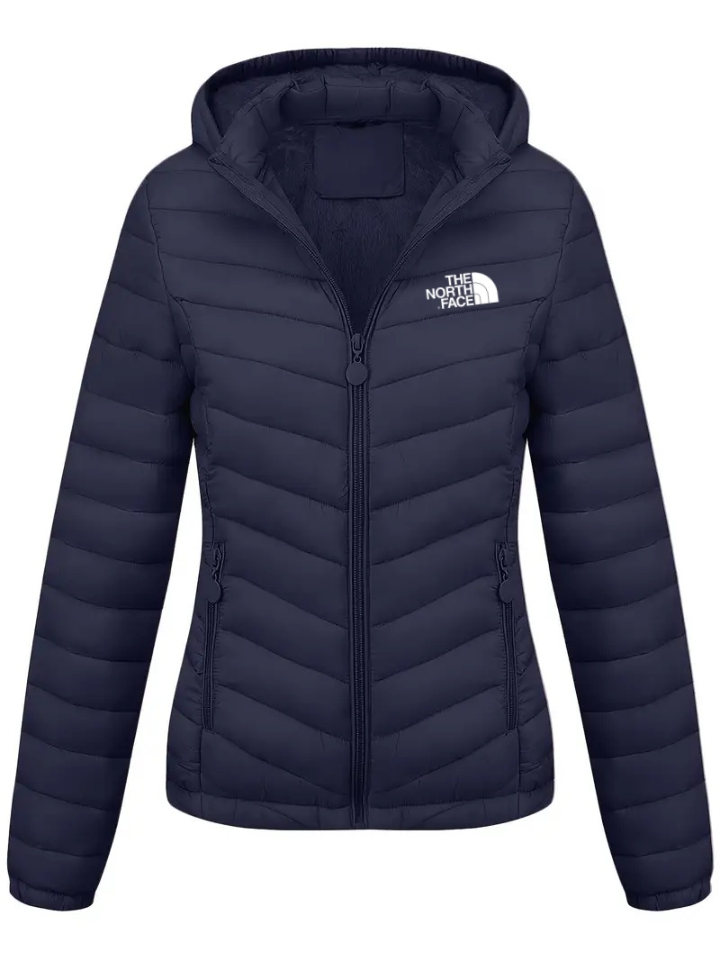 THE NORthtTH FACE-Doudoune à capuche zippée, décontractée, manches longues, poches obliques, manteau chaud, vêtements pour femmes automne et hiver