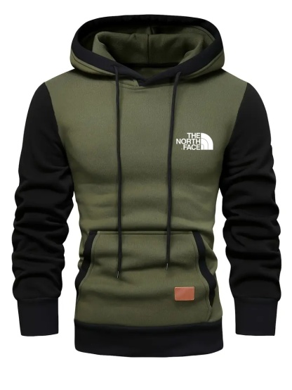 Sweat à capuche à manches longues pour homme THE NORTH FACE, motif patchwork contrasté, avec poche kangourou, style décontracté
