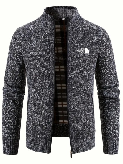 THE NORthtTH FACE-Cardigan chaud à col montant pour homme, confortable, avec poche zippée, en tricot, pour l'automne et l'hiver