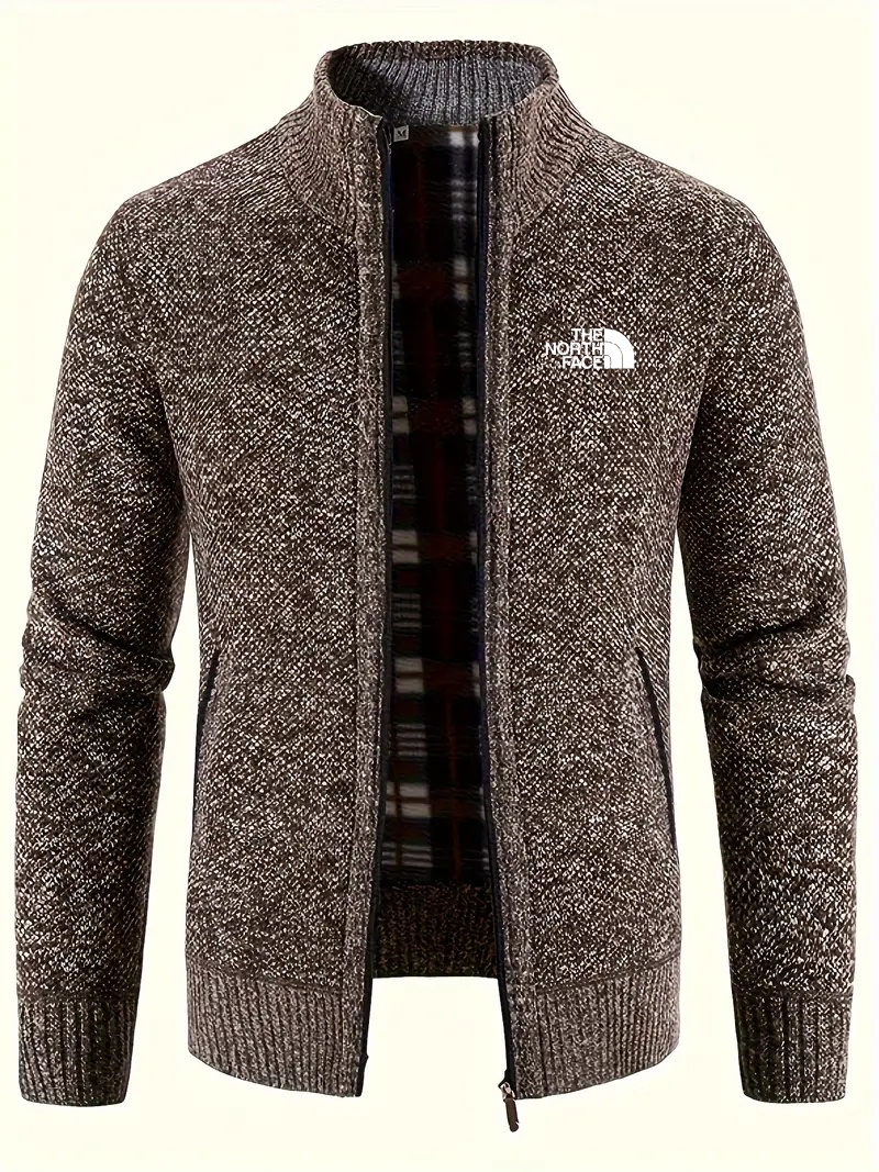 THE NORthtTH FACE-Cardigan chaud à col montant pour homme, confortable, avec poche zippée, en tricot, pour l'automne et l'hiver