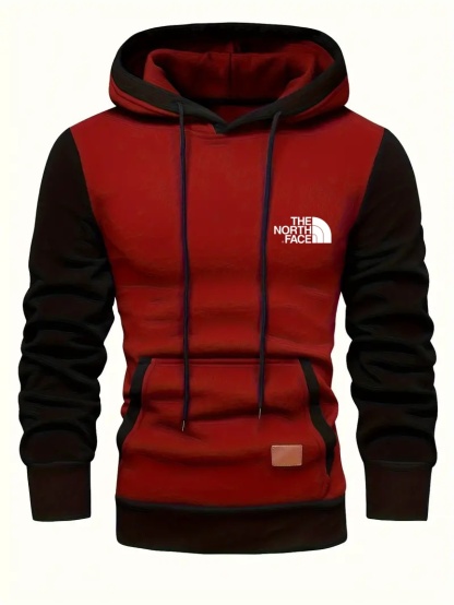 Sweat à capuche à manches longues pour homme THE NORTH FACE, motif patchwork contrasté, avec poche kangourou, style décontracté