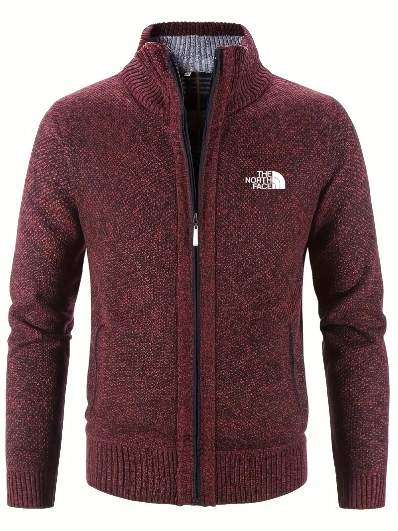 THE NORthtTH FACE-Cardigan chaud à col montant pour homme, confortable, avec poche zippée, en tricot, pour l'automne et l'hiver