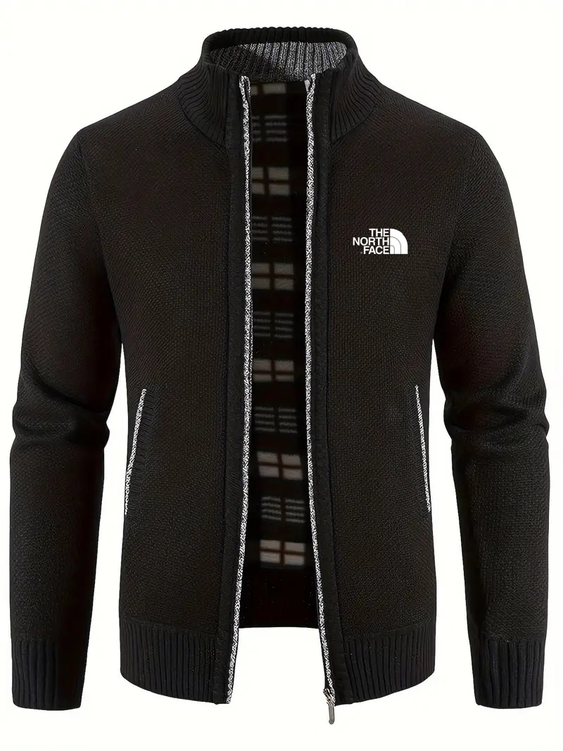 THE NORthtTH FACE-Cardigan chaud à col montant pour homme, confortable, avec poche zippée, en tricot, pour l'automne et l'hiver