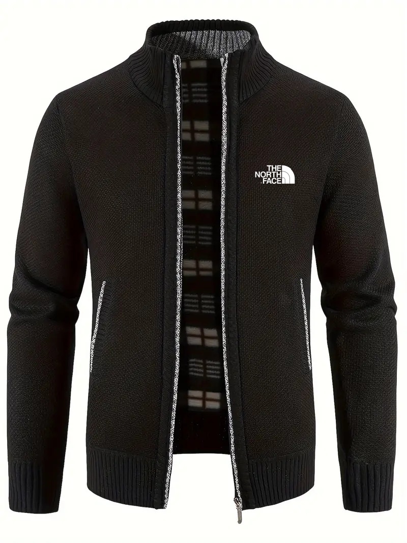 THE NORthtTH FACE-Cardigan chaud à col montant pour homme, confortable, avec poche zippée, en tricot, pour l'automne et l'hiver