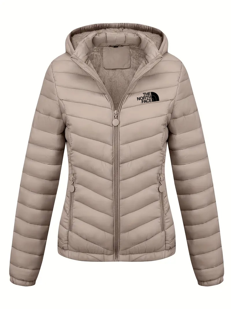 THE NORthtTH FACE-Doudoune à capuche zippée, décontractée, manches longues, poches obliques, manteau chaud, vêtements pour femmes automne et hiver