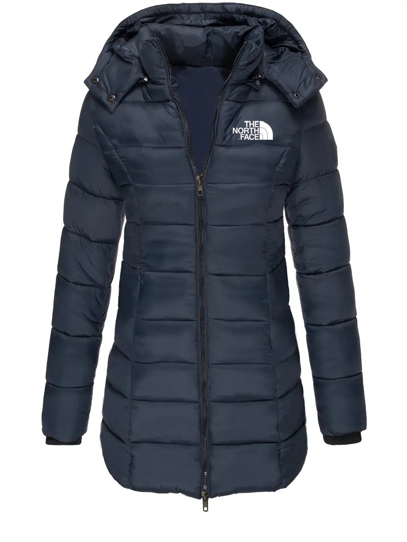 THE NORTH FACE - Manteau d'hiver à capuche en coton léger et chaud, couleur unie, fermeture éclair sur le devant, manches longues, style décontracté, évasé, pour femme