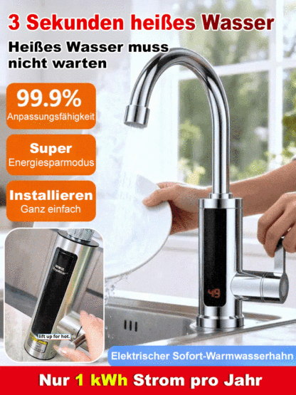 【30 Tage kostenlose Probe】A+++ Energiesparender Sofort-Heißwasserhahn, heißes Wasser in 3 Sekunden – spart jährlich bis zu 300 € Stromkosten