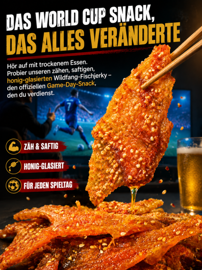 🐟Premium Seelachs-Jerky Honig-Sesam✨ Wilder Fisch-Snack proteinreich und viel Omega-3, ohne Zusätze, XXL-Rabatt✨
