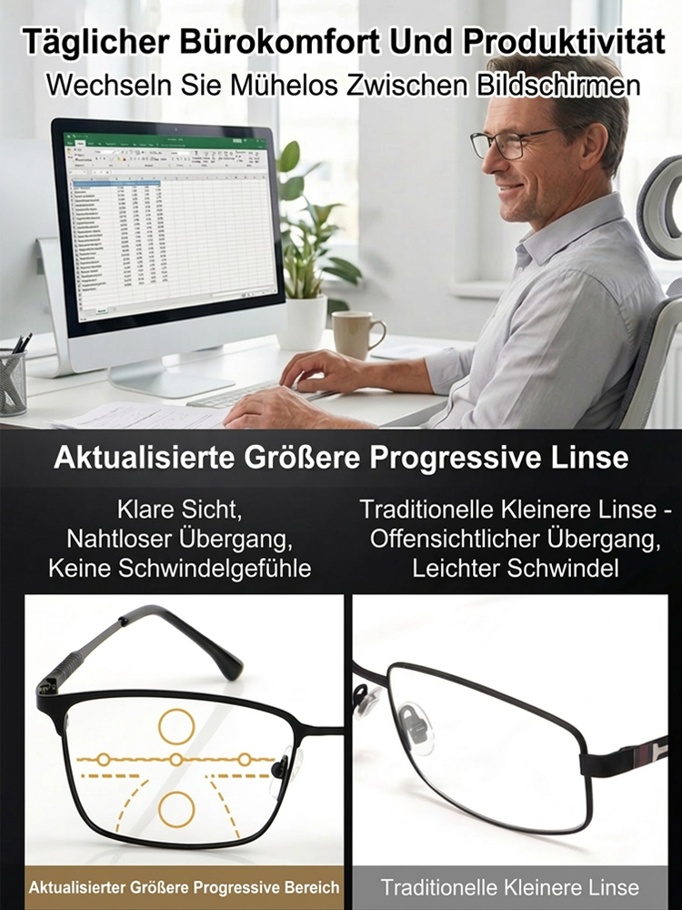 Kein Sehtest Nötig👓Adaptive Flüssigkristall Fokus Brille | Stufenlos -10 bis +10 dpt |Ultraleicht 6g | Blaulichtfilter.