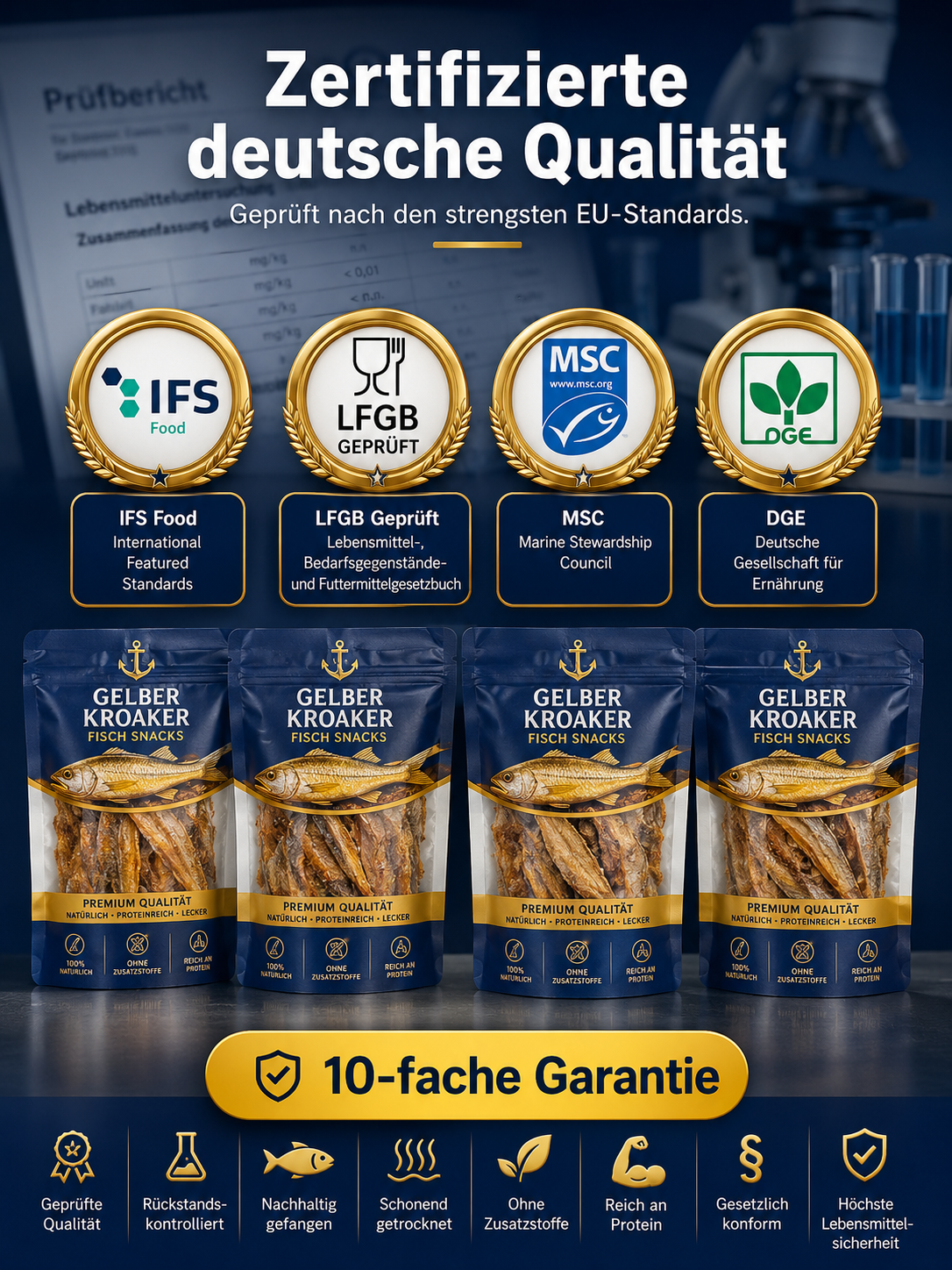 【Reines Naturprodukt】Wilde Nordsee-Umberfisch Snacks ✨ 0% Öl – 100% Knusprig ✨ Natürliche Kalzium-Quelle • Kalorienarm.