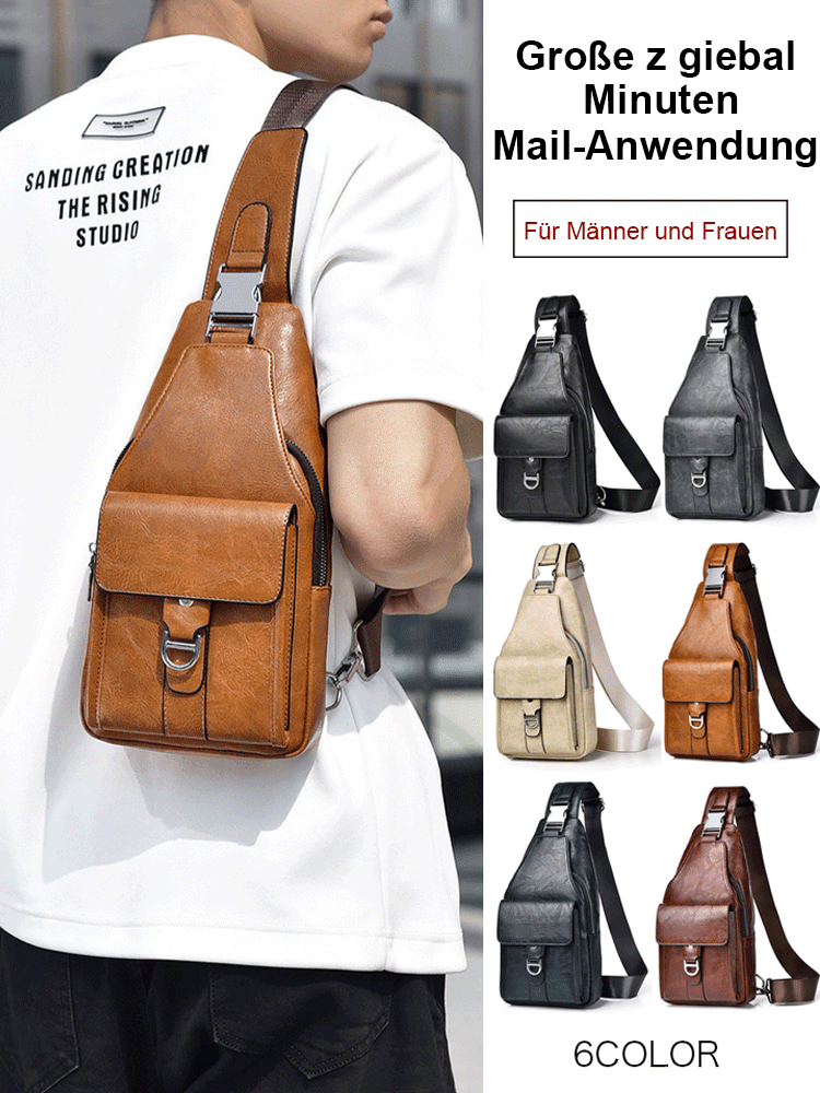Premium Leather Water-Resistant Chest Bag, Single Shoulder Crossbody