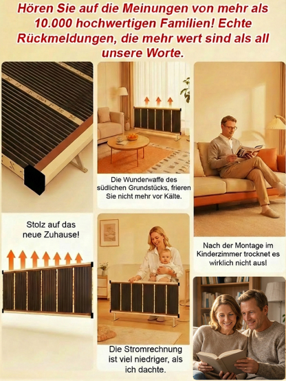 Graphen-Heizfolie – 1 kWh/Tag Ultra-Spargarantie sowie 30-Sekunden-Sofortwärme ohne Montage.