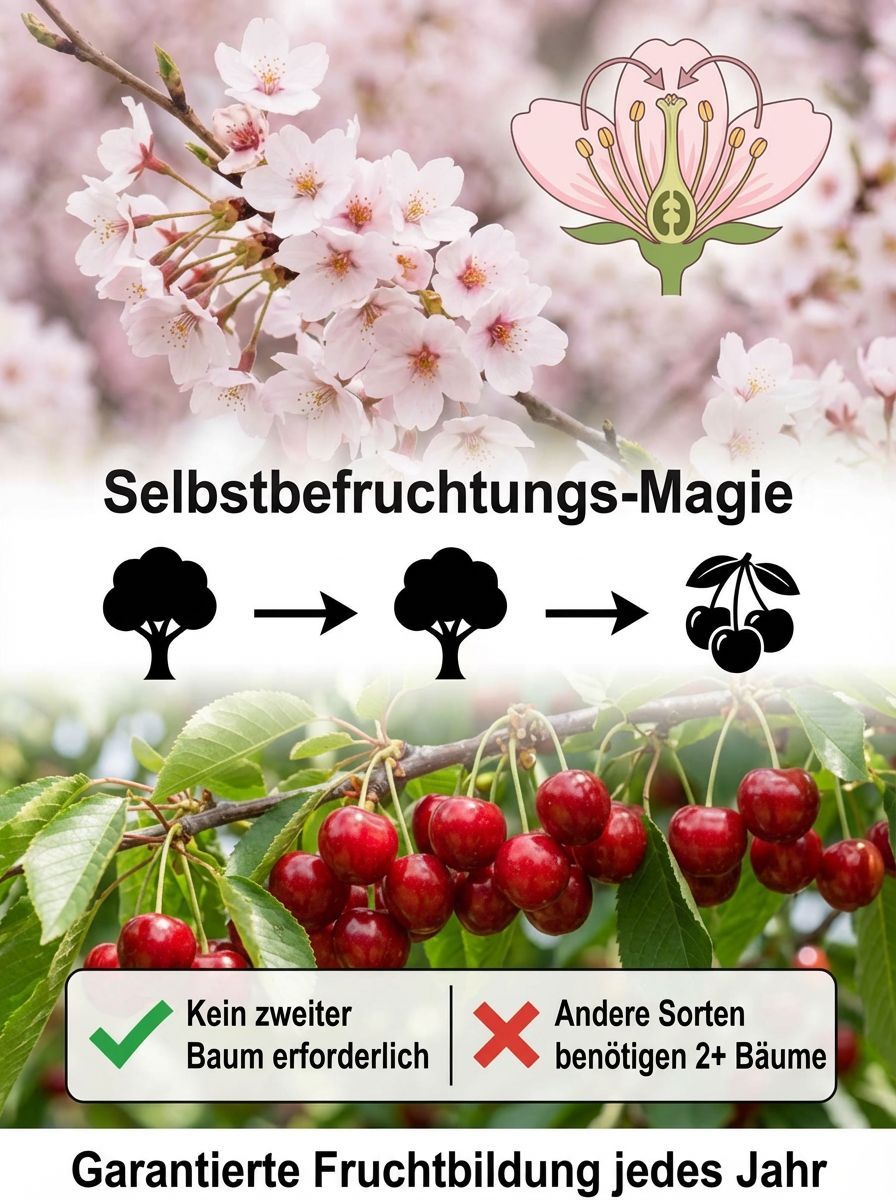 Weltneuheit aus Dresden: Der 1. kernlose Bio-Süßkirschenbaum (Zwergwuchs, Ernte ab Juni)– 50kg Ertrag, 100%Winterhart (-20°C)