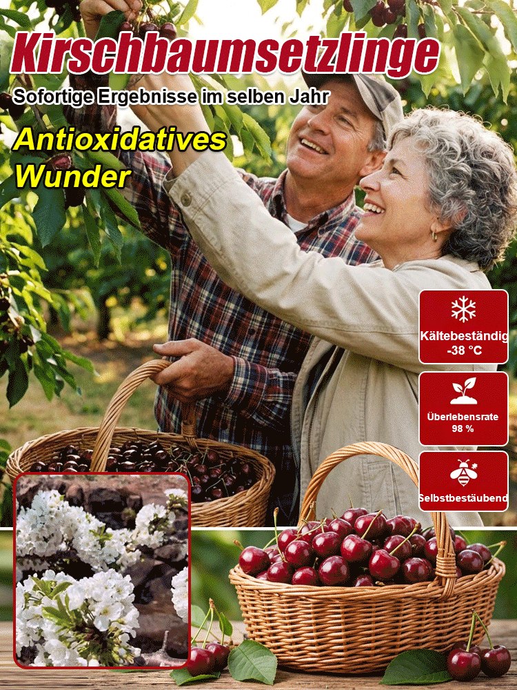 Premium Zwerg-Kirschbaum Setzling (Deutsche Züchtung) 🍒 Jetzt pflanzen, schon im Mai riesige Kirschen ernten⚡1 Kaufen+ 1 GRATIS dazu erhalten.