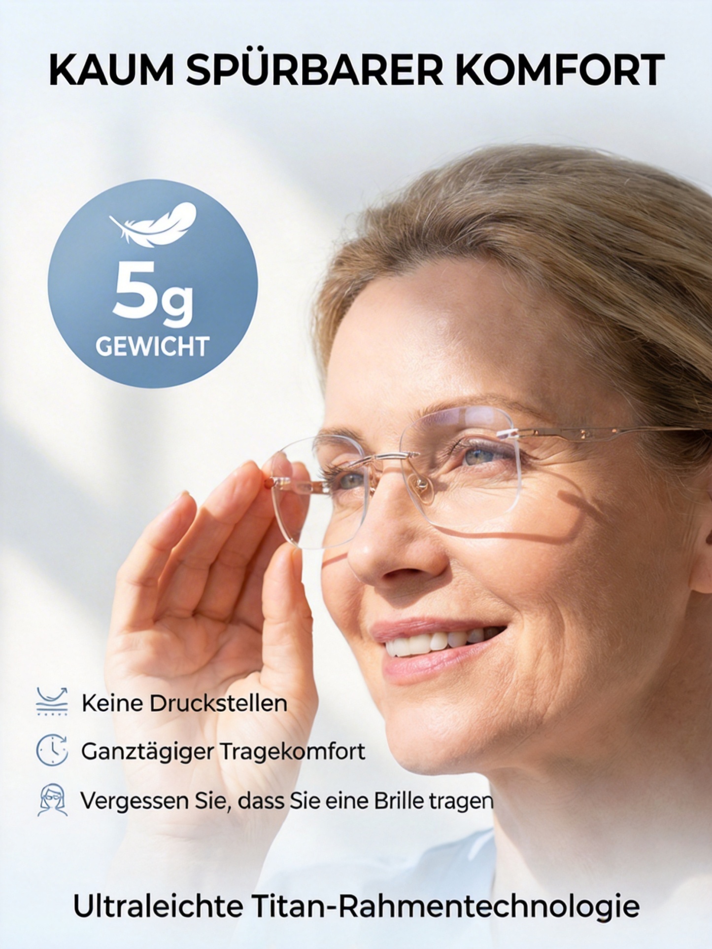 【Fern- und Nahbereich】Intelligente rahmenlose Lesebrille