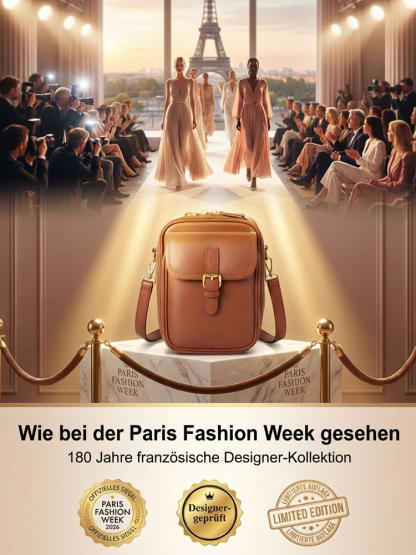 Diebstahlsichere Damen Umhängetasche aus echtem Leder – Kompakt, Sicher (RFID) & Perfekt Organisiert.Milan Fashion Week Exclusive. Weltweite Limitierung.