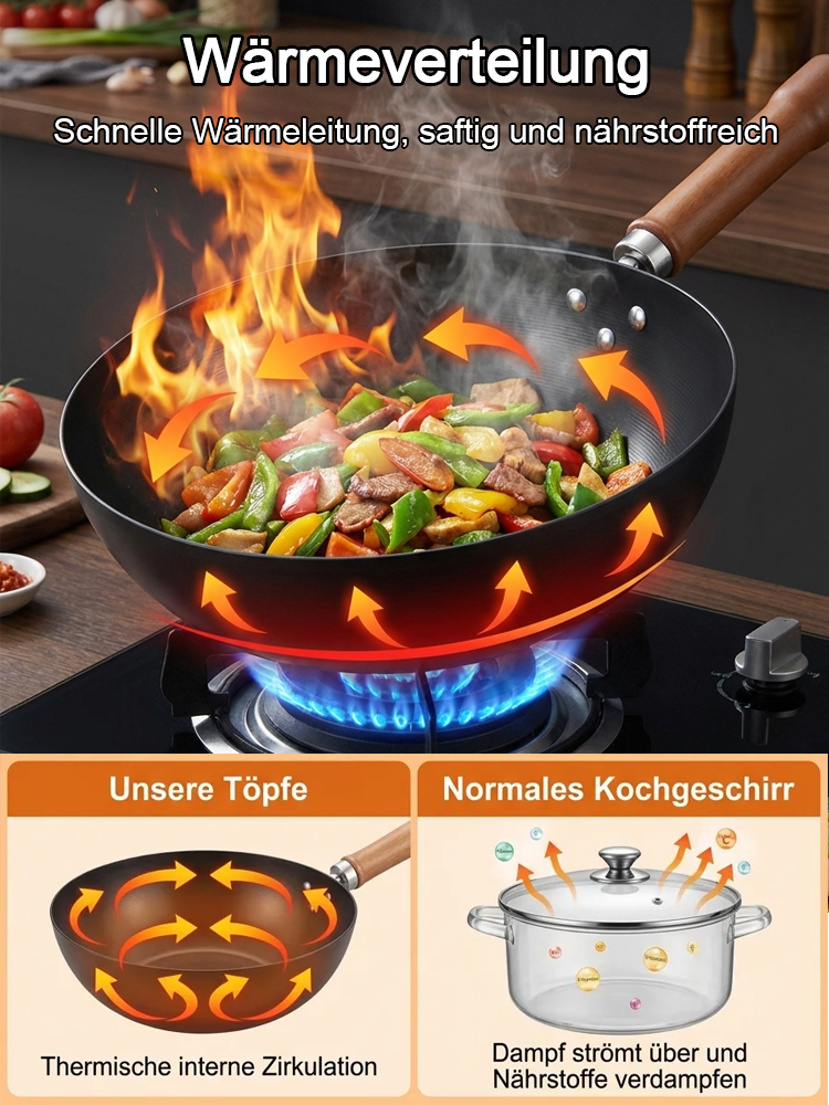 Original Japanische Iwate Meister-Pfanne (Handgehämmert) – 100% LFGB, Antihaft ohne Chemie, Kratzfest, Ultraleicht(Nur 800g)