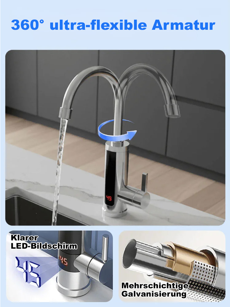 【30 Tage kostenlose Probe】A+++ Energiesparender Sofort-Heißwasserhahn, heißes Wasser in 3 Sekunden – spart jährlich bis zu 300 € Stromkosten