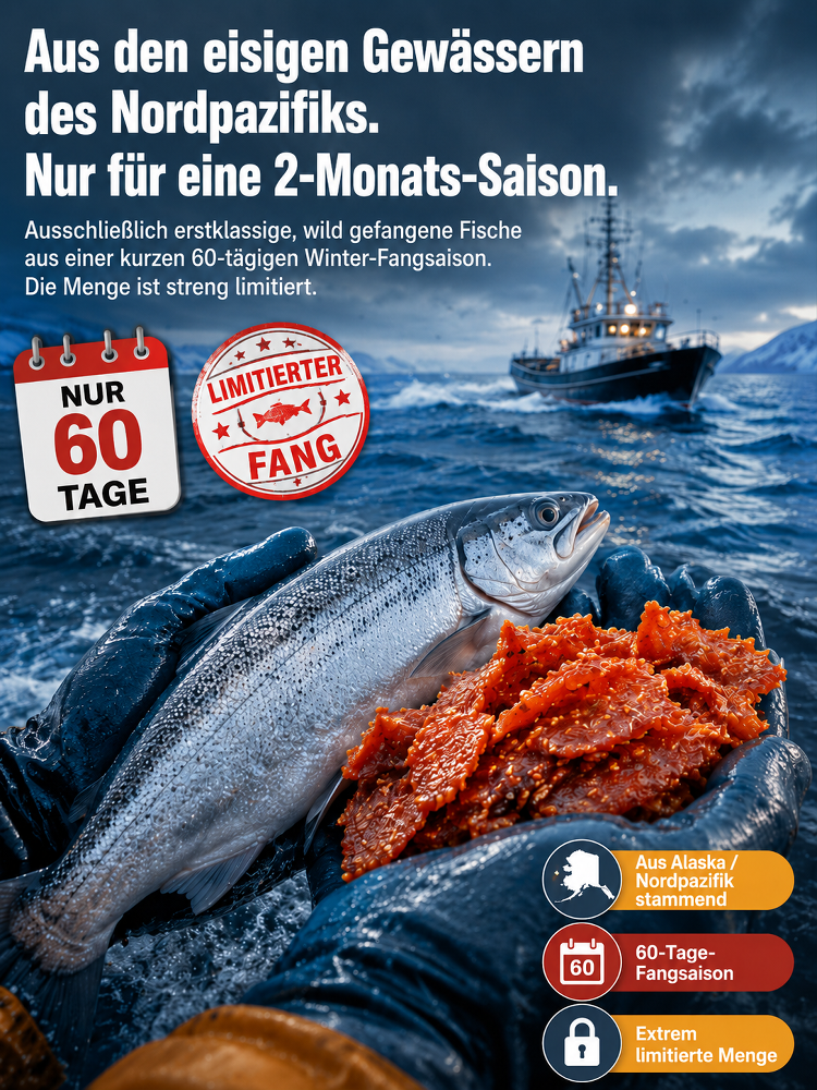 🐟Premium Seelachs-Jerky Honig-Sesam✨ Wilder Fisch-Snack proteinreich und viel Omega-3, ohne Zusätze, XXL-Rabatt✨