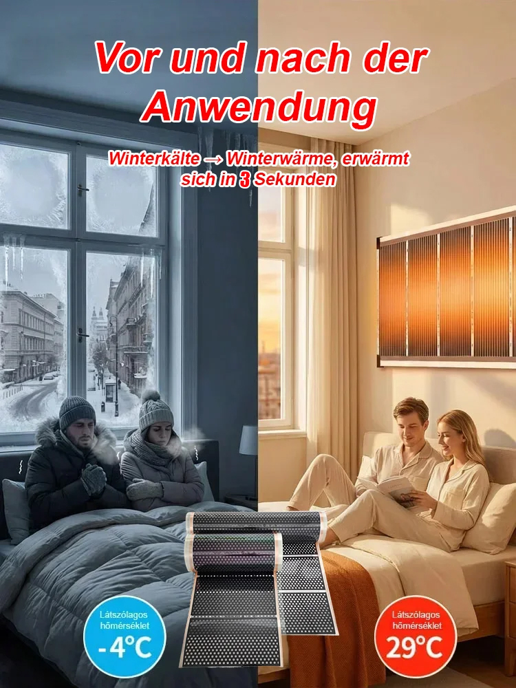 Graphen-Heizfolie – 1 kWh/Tag Ultra-Spargarantie sowie 30-Sekunden-Sofortwärme ohne Montage.