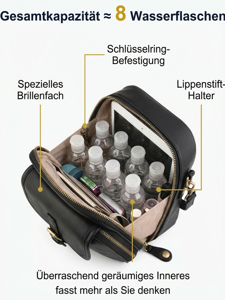 Diebstahlsichere Damen Umhängetasche aus echtem Leder – Kompakt, Sicher (RFID) & Perfekt Organisiert.Milan Fashion Week Exclusive. Weltweite Limitierung.