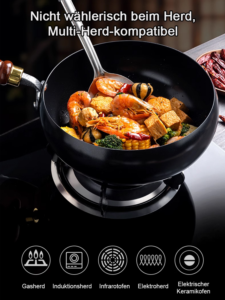 Original Japanische HandgeschmiedetePremium-Eisenpfanne 🍳 100% Unbeschichtet, 🌿 Chemiefrei & ⚡ Induktionsgeeignet！