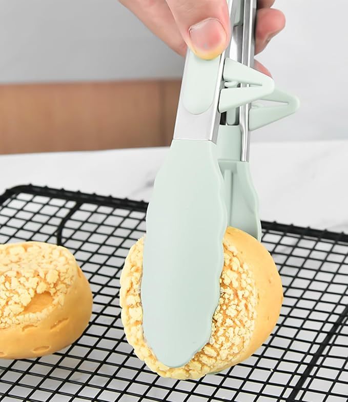  3 Stück 26 cm Edelstahl Zange Küche mit Silikonspitzen, Küchenzange Silikon, Nudelzange, Grillzange Silikon, Kochzange, Fleischzange, Salatzange, Servierzange für Grillen, Salat, Kochen (Grün)