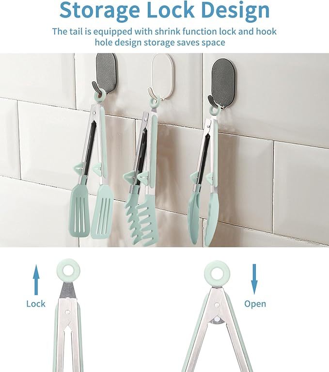  3 Stück 26 cm Edelstahl Zange Küche mit Silikonspitzen, Küchenzange Silikon, Nudelzange, Grillzange Silikon, Kochzange, Fleischzange, Salatzange, Servierzange für Grillen, Salat, Kochen (Grün)