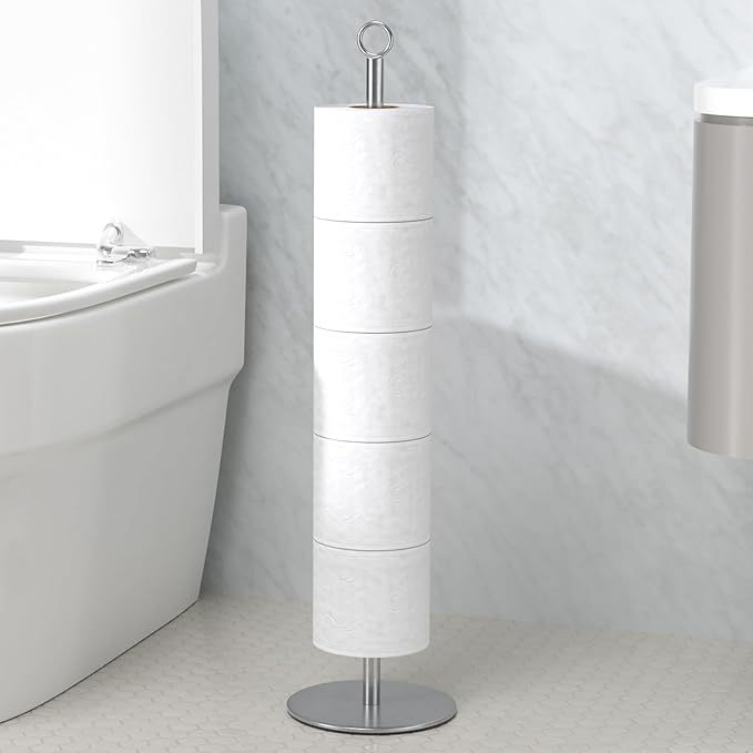 Toilettenpapierhalter Ständer, Toilettenpapierständer mit Reservefunktion, Toilettenpapierständer aus Edelstahl zur Aufbewahrung von Ersatzrollen im Badezimmer und auf der Toilette, fasst 5–6 Rollen