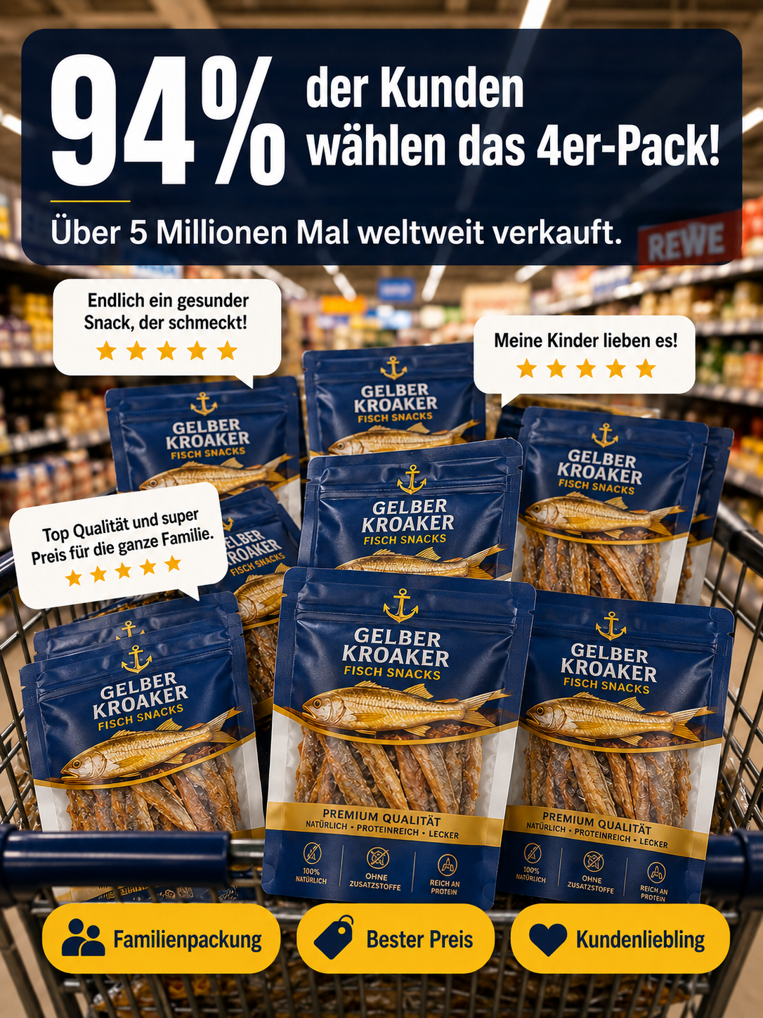 【Reines Naturprodukt】Wilde Nordsee-Umberfisch Snacks ✨ 0% Öl – 100% Knusprig ✨ Natürliche Kalzium-Quelle • Kalorienarm.