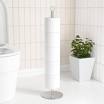 Toilettenpapierhalter Ständer, Toilettenpapierständer mit Reservefunktion, Toilettenpapierständer aus Edelstahl zur Aufbewahrung von Ersatzrollen im Badezimmer und auf der Toilette, fasst 5–6 Rollen