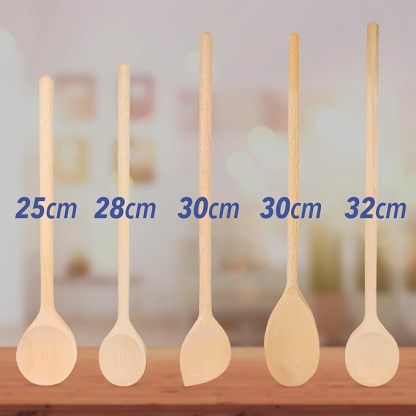  5er Kochlöffel Set aus Buchenholz: Küchenhelfer Set zum Kochen | lange Holzkochlöffel (LG G 6)