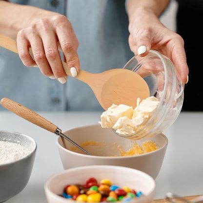  5er Kochlöffel Set aus Buchenholz: Küchenhelfer Set zum Kochen | lange Holzkochlöffel (LG G 6)