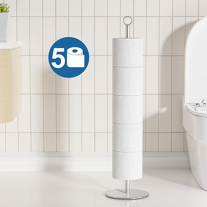 Toilettenpapierhalter Ständer, Toilettenpapierständer mit Reservefunktion, Toilettenpapierständer aus Edelstahl zur Aufbewahrung von Ersatzrollen im Badezimmer und auf der Toilette, fasst 5–6 Rollen