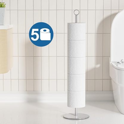 Toilettenpapierhalter Ständer, Toilettenpapierständer mit Reservefunktion, Toilettenpapierständer aus Edelstahl zur Aufbewahrung von Ersatzrollen im Badezimmer und auf der Toilette, fasst 5–6 Rollen