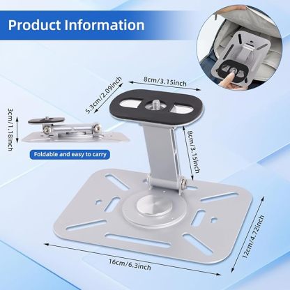 Desktop Projektorhalterung, 360° Drehbare Beamer Wandhalterung Projektor Deckenhalterung mit 1/4 Zoll Schraubschnittstelle, Projektor Ständer für Heimkino, Spielzimmer, Büro