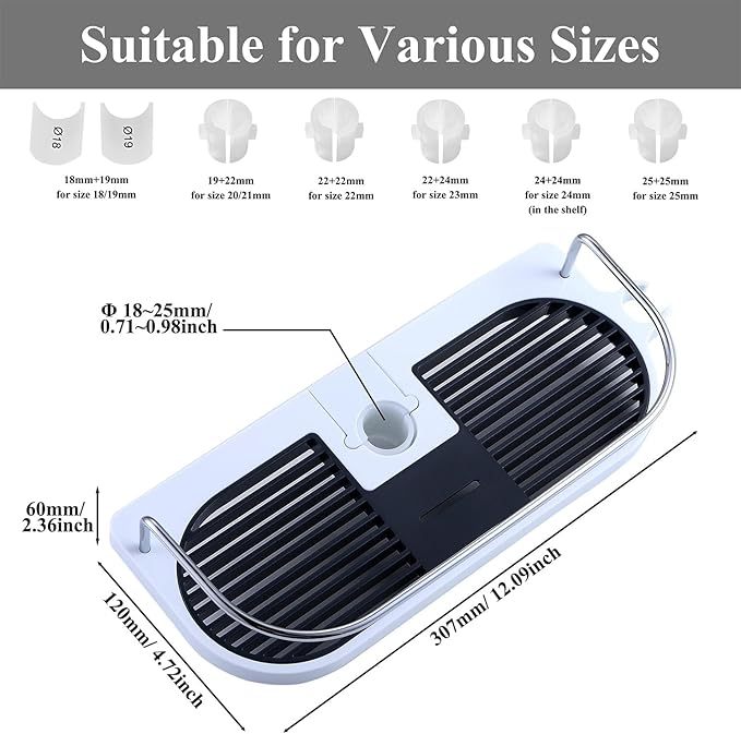 Ohne Bohren Duschablage für die Duschstange - Badezimmer Dusche Rack Verstellbar Höhe, Für Duschstange mit Durchmesser von 19mm - 25mm