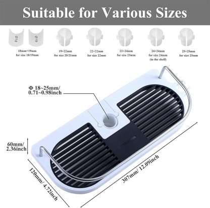 Ohne Bohren Duschablage für die Duschstange - Badezimmer Dusche Rack Verstellbar Höhe, Für Duschstange mit Durchmesser von 19mm - 25mm