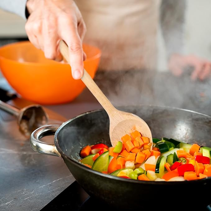  5er Kochlöffel Set aus Buchenholz: Küchenhelfer Set zum Kochen | lange Holzkochlöffel (LG G 6)