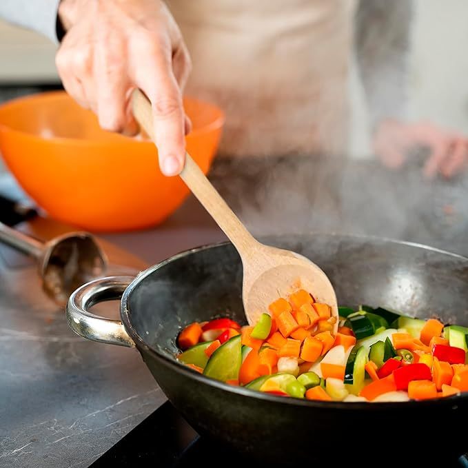  5er Kochlöffel Set aus Buchenholz: Küchenhelfer Set zum Kochen | lange Holzkochlöffel (LG G 6)