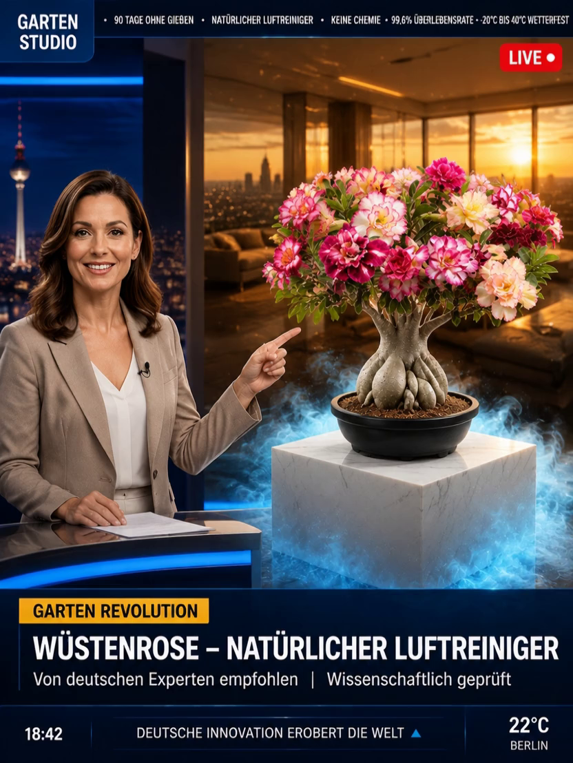  (1+1 GRATIS) Premium Wüstenrose-Knollen – Gekeimt, Winterhart, 300 Tage Blütezeit ohne Gießen.
