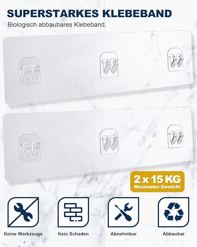 Duschablage ohne Bohren, 2 Stück Badezimmer Organizer, Rostfrei Shampoo Halterung für Dusche, Duschregal mit großer Kapazität, Edelstahl Badregal ohne Bohren mit 6 abnehmbaren Haken, Schwarz