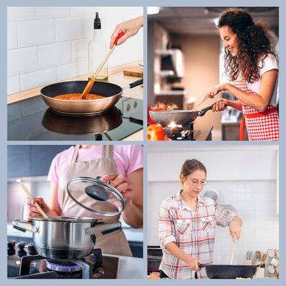  5er Kochlöffel Set aus Buchenholz: Küchenhelfer Set zum Kochen | lange Holzkochlöffel (LG G 6)