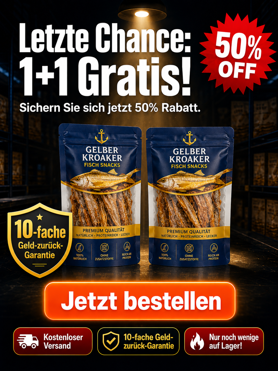 【Reines Naturprodukt】Wilde Nordsee-Umberfisch Snacks ✨ 0% Öl – 100% Knusprig ✨ Natürliche Kalzium-Quelle • Kalorienarm.