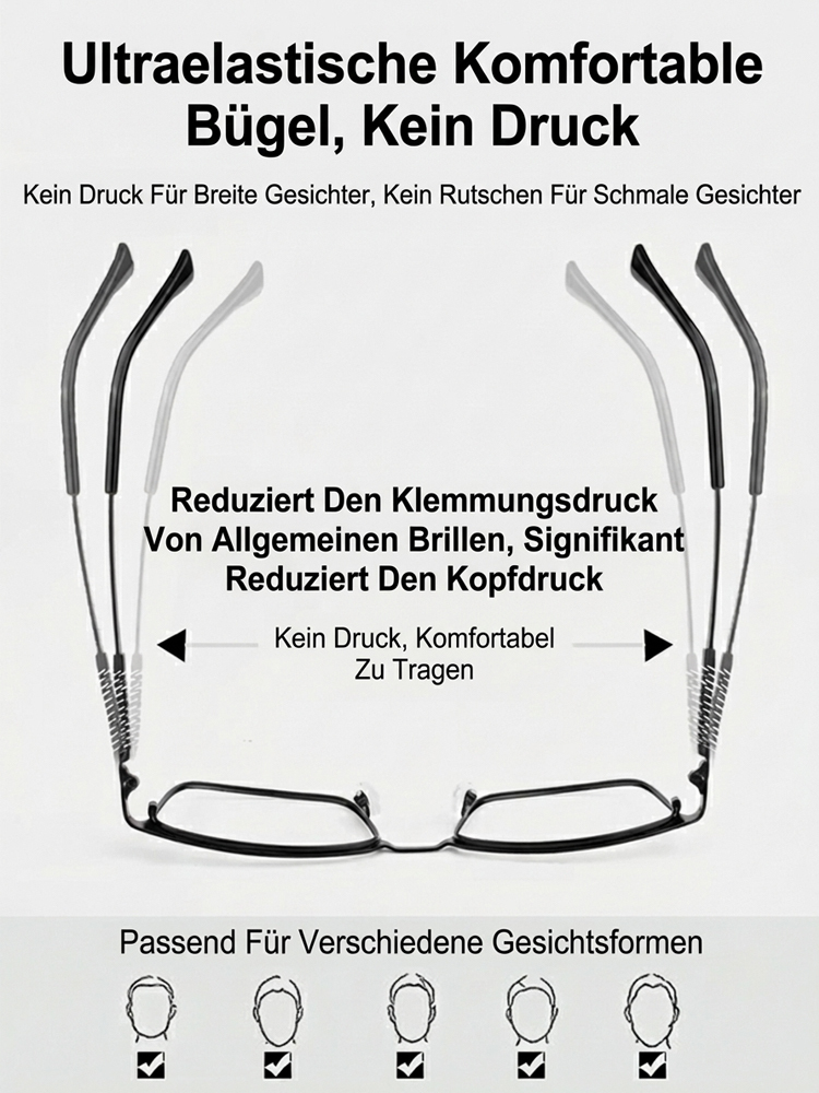Kein Sehtest Nötig👓Adaptive Flüssigkristall Fokus Brille | Stufenlos -10 bis +10 dpt |Ultraleicht 6g | Blaulichtfilter.