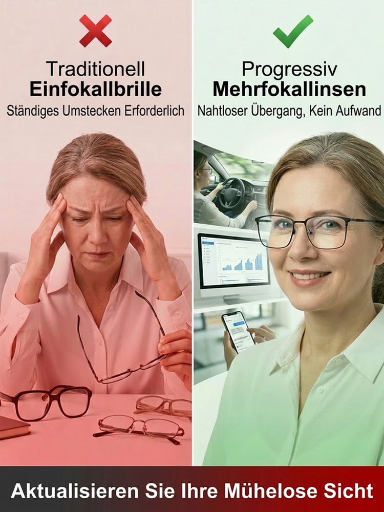 Kein Sehtest Nötig👓Adaptive Flüssigkristall Fokus Brille | Stufenlos -10 bis +10 dpt |Ultraleicht 6g | Blaulichtfilter.
